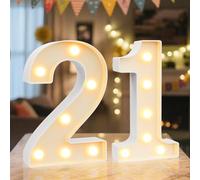 Ledido Light Up Numbers Sign Cool & Warm Number LED Lights, 21st Birthday Gift Marquee Numbers Lights for Girls Boys Party Wedding Anniversary Home Bedroom Table Wall Light Decor 8.8 Inch, Number 21