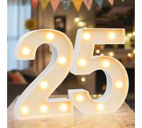 Ledido Light Up Numbers Sign Cool & Warm Number LED Lights, 25th Birthday Gift Marquee Numbers Lights for Girls Boys Party Wedding Anniversary Home Bedroom Table Wall Light Decor 8.8 Inch, Number 25