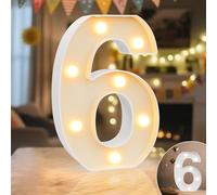 Ledido Light Up Numbers Sign Cool & Warm Number LED Lights, 6th Birthday Gift Marquee Numbers Lights for Girls Boys Party Wedding Anniversary Home Bedroom Table Wall Light Decor 8.8 Inch, Number 6