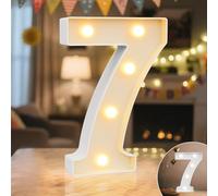 Ledido Light Up Numbers Sign Cool & Warm Number LED Lights, 7th Birthday Gift Marquee Numbers Lights for Girls Boys Party Wedding Anniversary Home Bedroom Table Wall Light Decor 8.8 Inch, Number 7