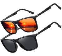 LEDING&BEST Polarised Sunglasses Mens Womens Lightweight Square Frame 100% UV Protection for Driving Fishing Travel Sports Sun glasses