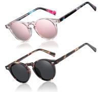 LEDING&BEST Vintage Round Sunglasses Mens Womens Polarised for Driving Fishing Summer Travel Holidays Retro Classic Sun Glasses UV400 Protection