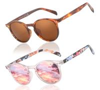 LEDING&BEST Vintage Round Sunglasses Mens Womens Polarised for Driving Fishing Summer Travel Holidays Retro Classic Sun Glasses UV400 Protection