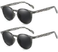 LEDING&BEST Vintage Round Sunglasses Mens Womens Polarised for Driving Fishing Summer Travel Holidays Retro Classic Sun Glasses UV400 Protection