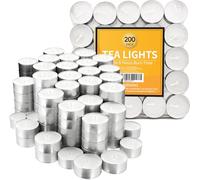 Ledivion Tea Lights Candles 8 Hour Long Burn Time White Unscented 200 Pack