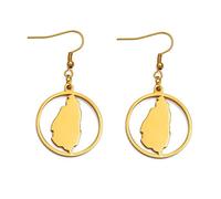 LeDiYouGou Saint Lucia Map Earrings for Women Girls Gold Color Hook Earrings St. Lucia Map Jewelry Unique Ethnic Identity Patriot Earring Jewelry