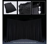 LEDJ 3 x 1.2m Black Pleated Pipe and Drape Curtain