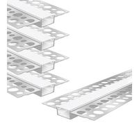 LEDLightsWorld Drywall Plaster-in LED Profile, 4 Pack 3.3ft/1M Aluminum LED Profile with Milky Diffuser for 16.5mm LED Strip, Trimless Plaster Aluminum Profile Channel for Ceiling and Wall
