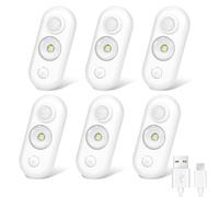 LEDLightsWorld LED Motion Sensor Lights Indoor, Dimmable Cupboard Lights 3 Modes, Rechargeable Magnetic Stick on USB Night Lights for Cabinet, Stair, Wardrobe, Closet, Hallway, Daylight White 6 Pack