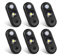 LEDLightsWorld LED Motion Sensor Lights Indoor, Rechargeable Stair Lights 3 Modes, Dimmable Magnetic Stick on USB Night Lights for Cabinet, Stair, Wardrobe, Closet, Hallway, Warm White 6 Pack Black