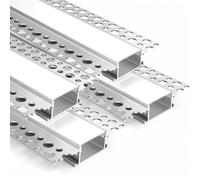 LEDLightsWorld Plaster-in Aluminum LED Profile, 4 Pack 3.3ft/1M Aluminum Profile with Milky Diffuser for 20mm LED Strip, Trimless Plaster Channel for Ceiling and Wall