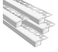 LEDLightsWorld Plaster-in LED Profile, 4 Pack 3.3ft/1M Aluminum LED Profile with Milky Diffuser for 13mm LED Strip, Trimless Plaster Profile Single Sides Channel for Wall and Ceiling