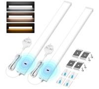LEDLightsWorld Under Cabinet Lights Hand Wave Activated, 41CM 3 Color Dimmable Brightness Adjustable, UK Plug in LED Cupboard Lighting for Kitchen, Counter, Cabinet, Workbench, 2 Pack