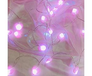 LEDMOMO 3M 20 LED Pink Heart Shape Light Strings Battery Powered Fairy Lights for Patio Christmas Wedding Valentines Day Bedroom Outdoor Indoor Princess Castle Play Tents (Warm White)