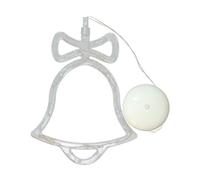 LEDMOMO Christmas Lights - Bell Hanging Window Light with Suction Cup and Battery Operated for Christmas Decorations (Pure White Light), acrylic, Warm white light, Small
