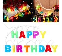 LEDMOMO Happy Birthday Lights - 51" 13 LED Letter Battery Operated String Lights for Indoor Christmas Birthday Party (Multi Color)