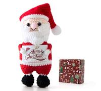 Lednica Merry Christmas Crochet Gifts for Women Men, Xmas Handmade Santa Claus for Family Friends, Funny Winter Christmas Stocking Stuffers Basket Decor with Card for Table Desk Home Decoration