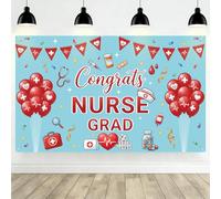 Lednica Nurse Graduation Backdrop Decorations, 71×43'' Congrats Nurse Grad Banner, Nursing School Decor, Graduation Background Party Supplies & Photo Props