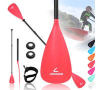 LEDONNE SUP Paddle 4-Piece Adjustable Stand Up Paddle Floating Lightweight Portable Kayak Paddle Paddleboard Oar with Aluminum Alloy Shaft, 2 Nylon Blades, Hook&Loop, Drip Ring, Red