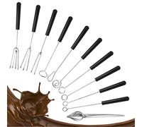 Ledoo 11Pcs Chocolate Fork Chocolate Cutlery Stainless Steel Chocolate Dip Fork Set with Heat Insulation Handle for Chocolate Pralines Fruit Candy Cake Fondue (Silver)