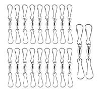 Ledoo 20 Pack Swivel Hooks Clips Wind Spinner Dual Hook Clips Hanging Wind Chimes Crystal Twisters Party Supplies (Silver)