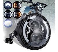 LEDOPPO 7 Inch LED Motorcycle Headlight Round with Housing Bucket Turn Signal DRL Hi/Low Beam Headlight for Harley Honda Suzuki Yamaha Kawasaki Cafe Racer Chopper Bobber Motorcycle