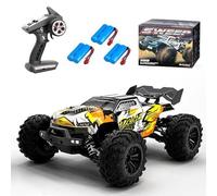 Ledovan 70 km/h Remote Controlled Car with Brushless Motor, 4WD High Speed All Terrain Monster Trucks, Waterproof RC Drift Car for Adults, 3 Batteries (Yellow)