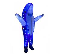 LEDPATY Adult Blue Shark Inflatable Costumes Air Blow up Jaws Jumpsuit Funny LED Light Up Halloween Costumes Cosplay Fantasy Costume (Blue Shark, Adult)