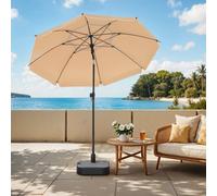 LEDREM 1.6 M Parasol, Beach Umbrella, Upf 50+, Sun Protection, Portable Octagonal Polyester Canopy, Fibreglass Ribs, Tilt Mechanism, Taup