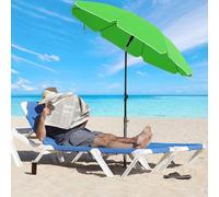 LEDREM 1.6 M Parasol, Beach Umbrella, Upf 50+, Sun Protection, Portable Octagonal Polyester Canopy, Fibreglass Ribs, Tilt Mechanism, Gree