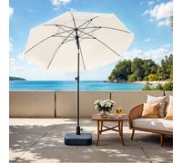 LEDREM 1.6 M Parasol, Beach Umbrella, Upf 50+, Sun Protection, Portable Octagonal Polyester Canopy, Fibreglass Ribs, Beige