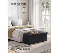 LEDREM 110 Cm Ottoman Storage Box, Foldable Storage Bench, Chest With Lid, Footstool, Padded Seat, Synthetic Leather