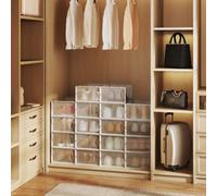 LEDREM 18-Pack Clear Plastic Shoe Organizer, Boxes Stackable Shoe Boxes, Perfect For Closet & Entryway