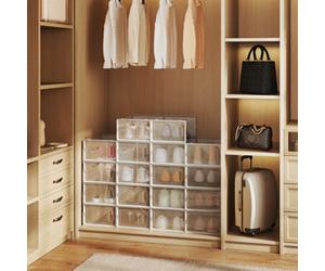 LEDREM 18-Pack Clear Plastic Shoe Organizer, Boxes Stackable Shoe Boxes, Perfect For Closet & Entryway