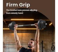 LEDREM 2-In-1 Dumbbells Set, 2 X 10 Kg Adjustable Dumbbells With Extra Barbell Bar, Plastic-Coated Weight Plates