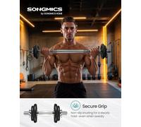 LEDREM 2-In-1 Dumbbells Set, 2 X 15 Kg Cast Iron Adjustable Weights, With Extra Steel Barbell Bar, Fitness Training, Weight Lifting