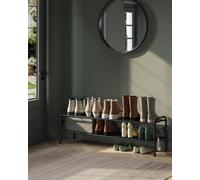 LEDREM 2-Tier Shoe Rack, Shoe Organizer, Metal Shoe Shelf Storage With 4 Side Hooks, Holds 12 Pairs,black