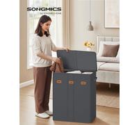 LEDREM 3-Compartment Laundry Basket, 42.2-Gallon (160 L) Laundry Hamper With Lid, 5 Labels, Removable And Machine-Washable Liner Bags