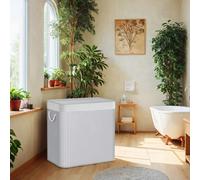 LEDREM 3-Section Laundry Basket, 150 L, Bamboo Laundry Hamper With Lid, Fremovable Liner, For Laundry Room, Bedroom