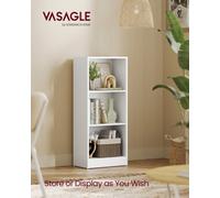 LEDREM 3-Tier Bookcase With Adjustable Shelves, Bookshelf And Storage Unit For Study Home Office, 40 X 24 X 93 Cm, White