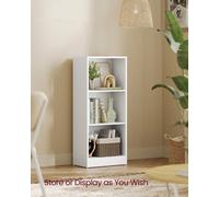 LEDREM 3-Tier Bookcase With Adjustable Shelves,bookshelf And Storage Unit For Study Home Office, 40 X 24 X 93 Cm, White