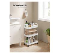 LEDREM 3-Tier Storage Trolley, Kitchen Shelf On Wheels, Bathroom Trolley, Space-Saving, With Handles