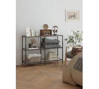 LEDREM 39.4 Inch Console Table, 3-Tier Modern Sofa Table For Hallway, Living Room Bedroom, Black