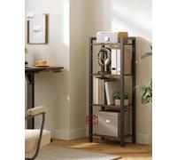 LEDREM 4-Tier Bookshelf, Bookcase, Shelving Unit, For Office, Study, Living Room, Bedroom, 30 X 66 X 120 Cm,heather Greige And Ink Black