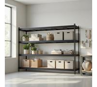 LEDREM 4-Tier Heavy-Duty Storage Rack For Garage, Metal Shelving Unit, Black