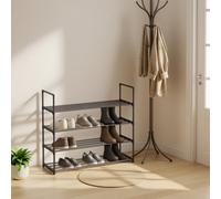LEDREM 4-Tier Shoe Stand, Stackable Shoe Rack, Space-Saving Storage For Bedroom, Hallway, Living Room, 30 X 92 X 74 Cm, Black