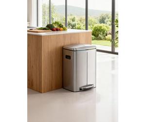 Ledrem 40L Double Kitchen Bin With Lids, Rubbish Bin, Soft Close With Plastic Inner Buckets, Silver