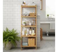 LEDREM 5-Tier Bamboo Storage Rack For Bathroom, Kitchen, Bedroom, 31.5 X 45 X 142 Cm