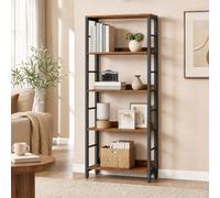 Ledrem 5-Tier Bookcase, Shelving Unit With Back Panels, Industrial, For Living Room, Study