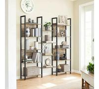 Ledrem 5-Tier Bookcase With 14 Shelves, Book Shelf With Metal Frame, 158 X 24 X 166 Cm, Beige And Black